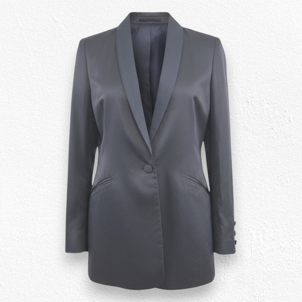 Free People Black Tencel Linen Blend Single Button Blazer Jacket Size Medium